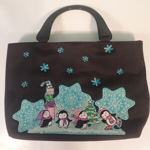 Kim Rogers Penquin/snowflake‎ Purse Black